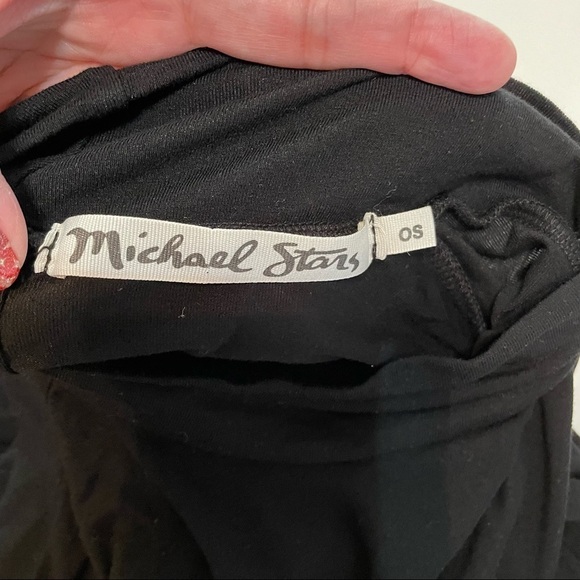 Michael Stars Black Mock Neck Keyhole Back Bell Sleeve Shirt OS - (Medium) - Picture 4 of 6